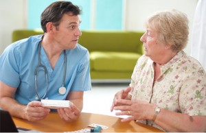 Photo of doctor and patient having a conversation